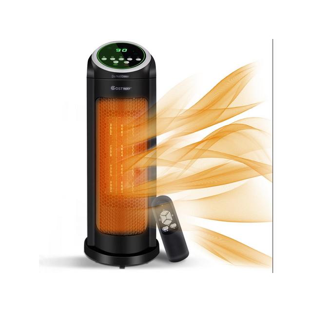 Costway Portable Oscillating PTC Ceramic Space Heater 1500W LED 12H Timer Remote Control