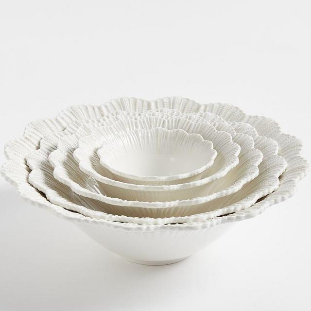 Monique Lhuillier Claudia Melamine Nested Serve Bowls, Set of 5 -White