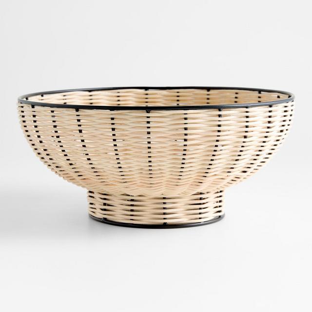 Amira Black and Wicker 12" Pedestal Bowl