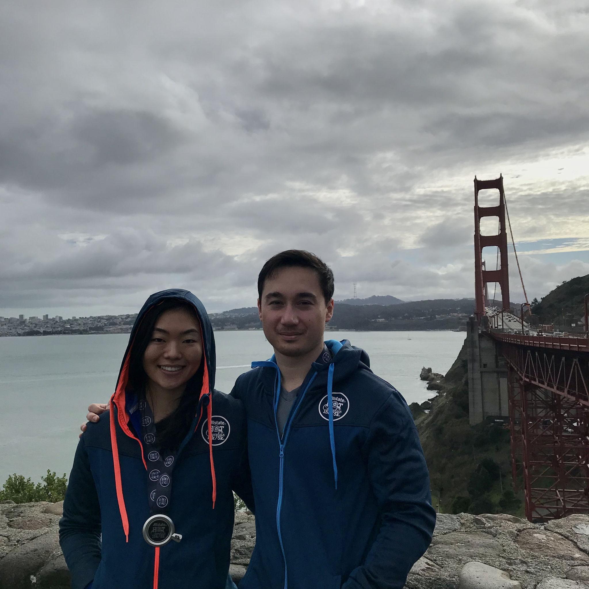The first picture we took together at the Hot Chocolate run in San Francisco January 2020.