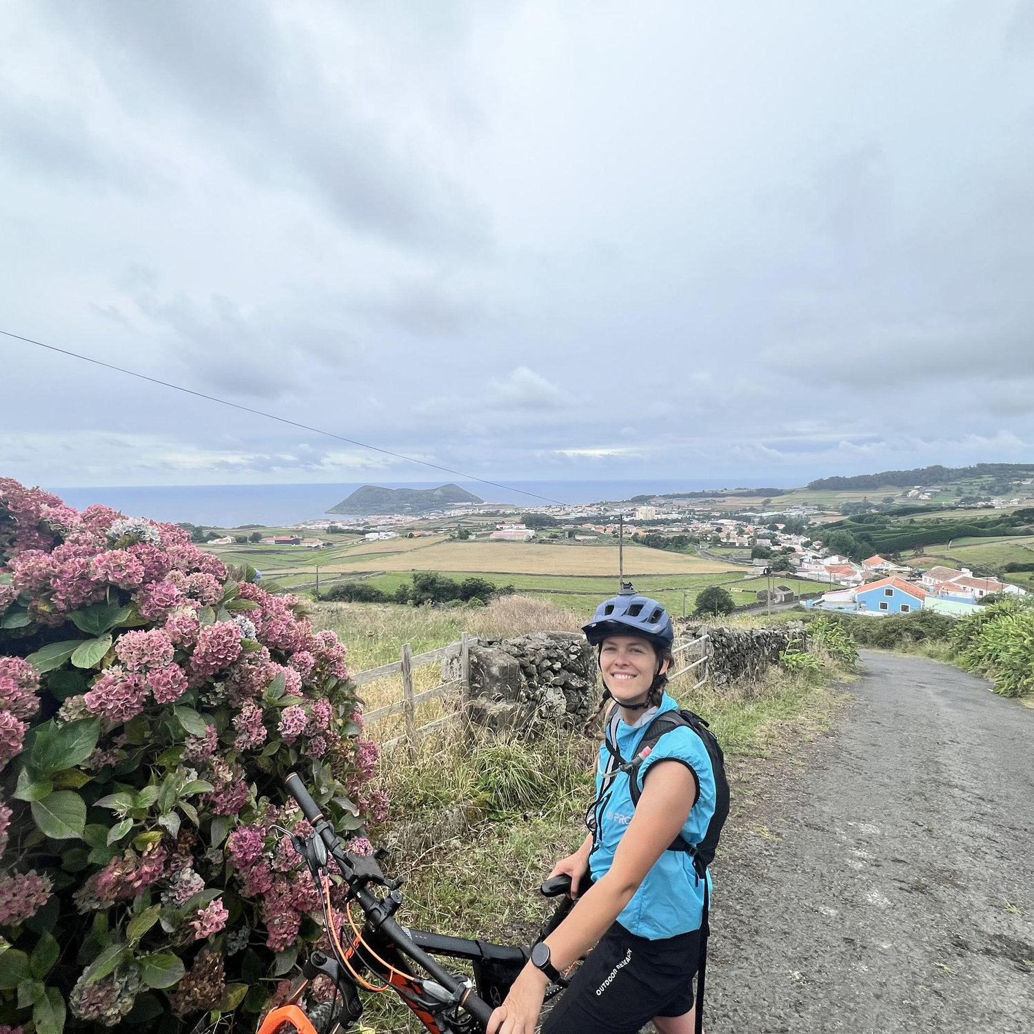 Sarah on a bike.