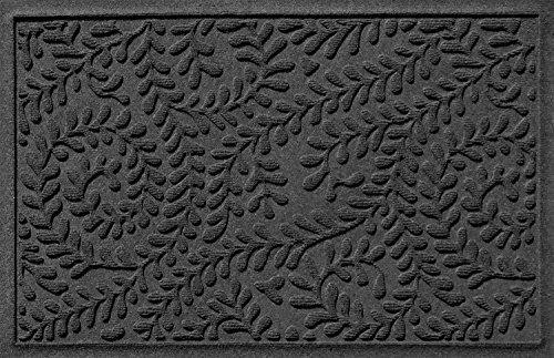 Bungalow Flooring Waterhog Stair Treads, Set of 4, 8-1/2 x 30 inches, Made in USA, Durable and Decorative Floor Covering, Indoor/Outdoor, Water-Trapping, Boxwood Collection, Charcoal