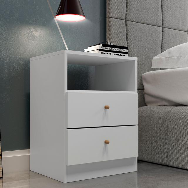 Bedside Nightstand Table, White