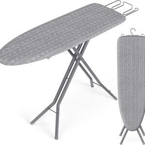 SONGMICS Ironing Board, Foldable Iron Board, Height Adjustable up to 35 Inches, with 4 Layered Cover and Pad, Iron Rest, Hook, Steel X-Legs, for Home, Laundry Room, Dorm, Dove Gray ULLB001G01
