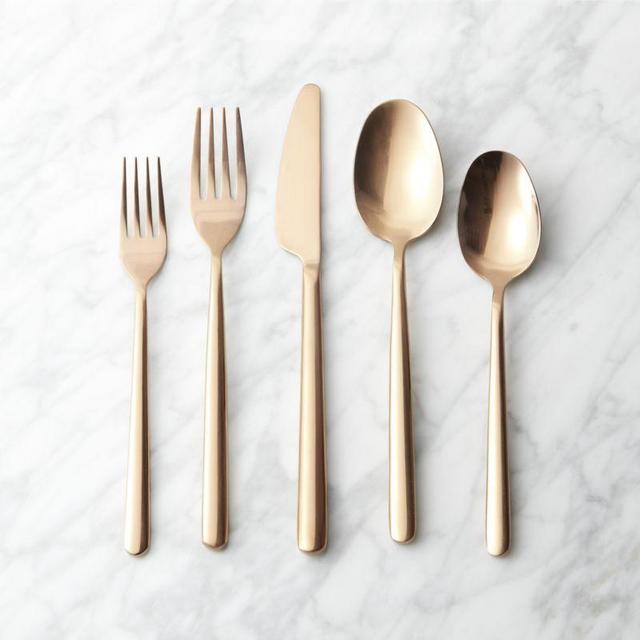 20-piece allegra soft copper flatware set