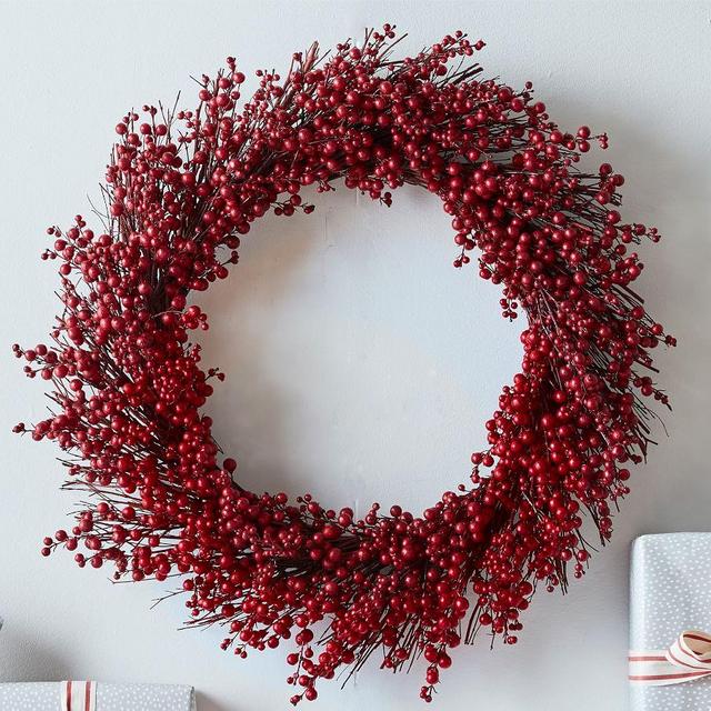Faux Red Berry Wreath, 27"D