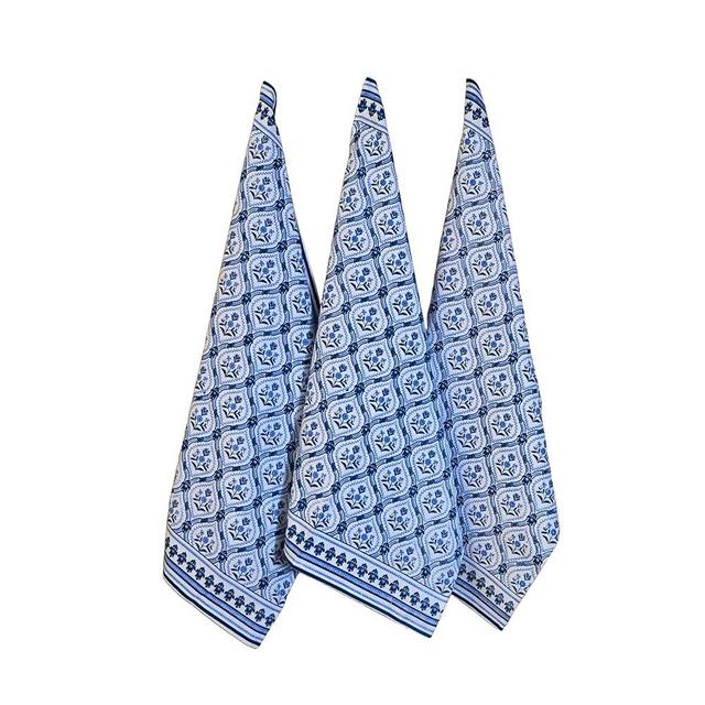 FINGERCRAFT Kitchen Towels, 100% Natural Cotton, Set of 6 Multi-Purpose Kitchen Cloth Very Soft Highly Absorbent Tea Towels for Home and Kitchen 20in X 30in Blue Damask