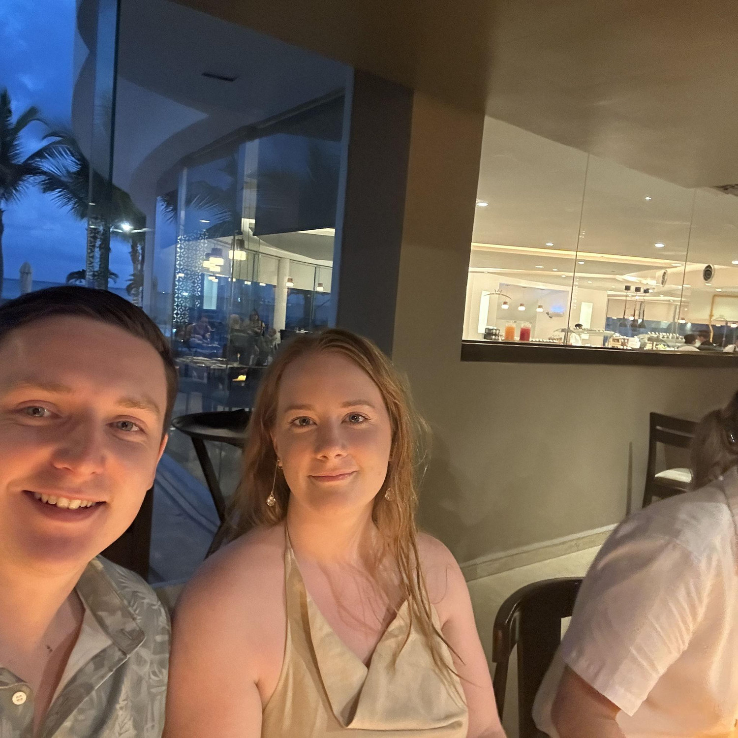 At dinner in Cancun