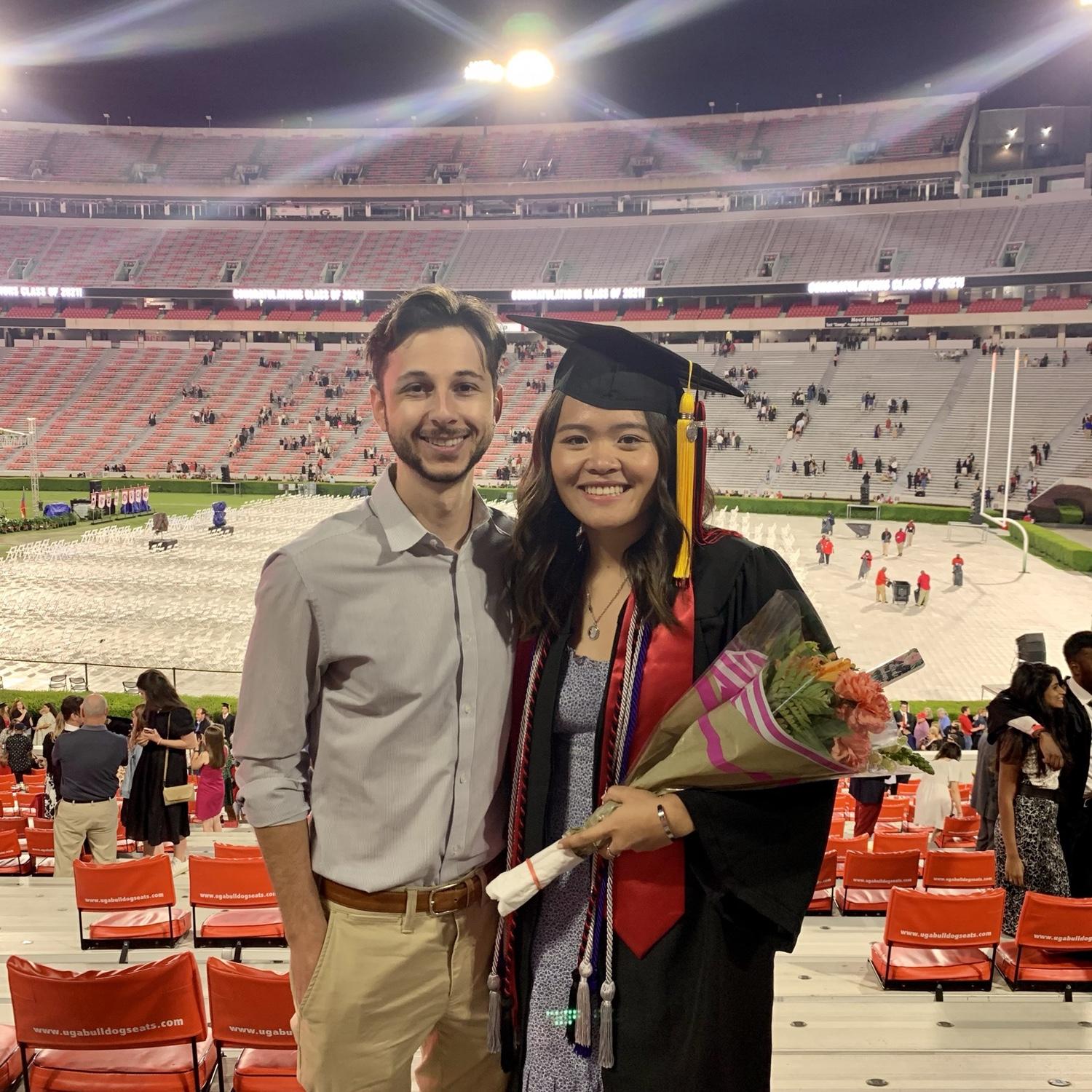 Dylan supporting Kim at her graduation from UGA in May 2021.