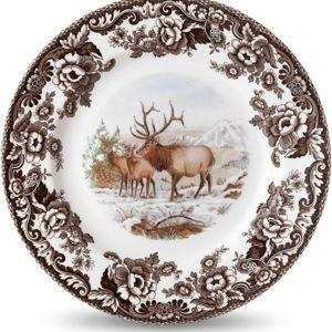 Spode Woodland Wildlife Elk Dinner Plate - Hunting Scene Design, Rustic Outdoor Theme, 10.5 Inch Fine Earthenware, Dishwasher, Microwave, Freezer & Oven Safe - Made in England