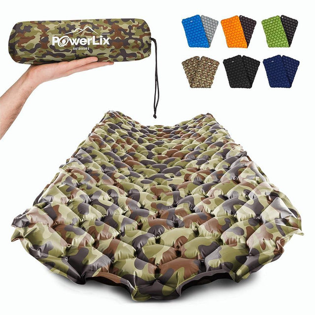 POWERLIX Camping Sleeping Pad - Ultralight Inflatable Camping Mattress Sleeping Mat for Backpacking, Hiking, Compact Lightweight Sleeping Pad for Camping, Inflation Bag/Repair Kit Included