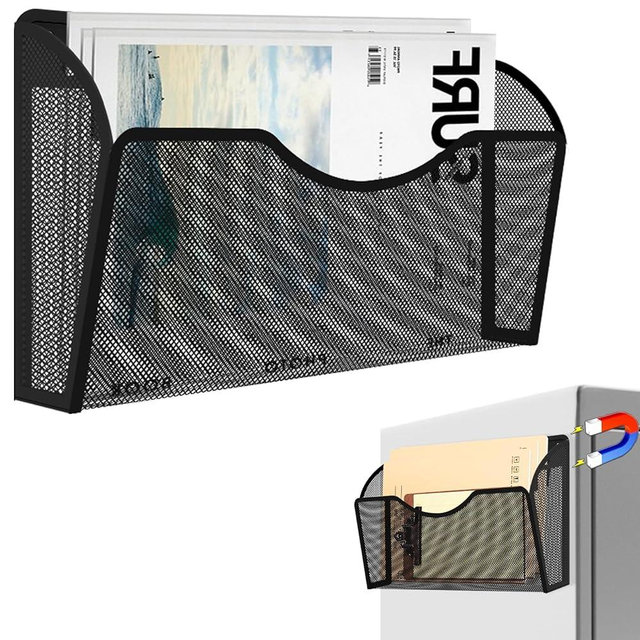 LQPAFZ Magnetic File Holder 1 Pockets File Folder Organizer, Office Hanging Magazine Rack for File Cabinets, Magnetic Paper Holder, No Drilling Mail Organizer for Refrigerator, Office