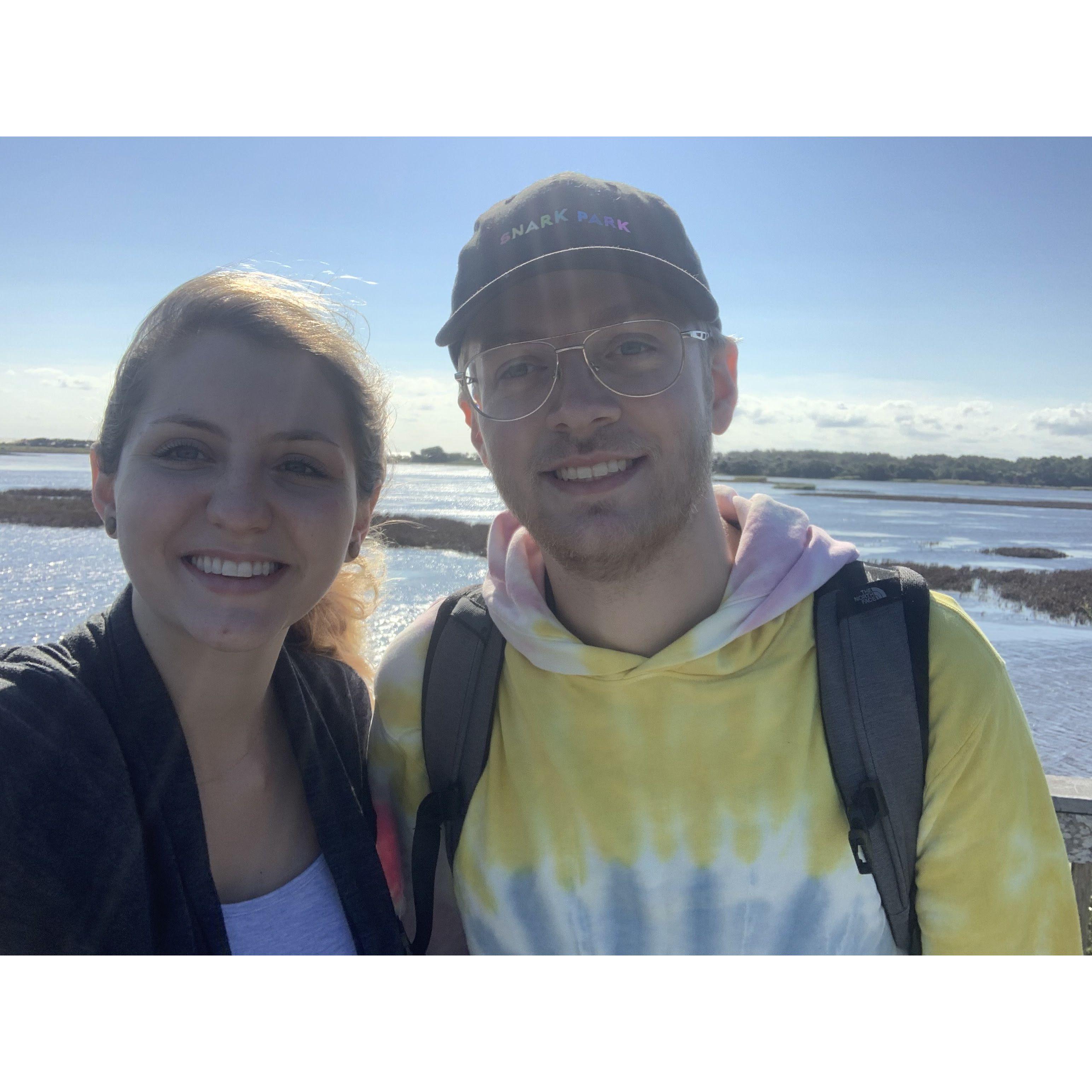 Our first trip to Bull's Island together - this picture was taken right before we saw all the alligators!