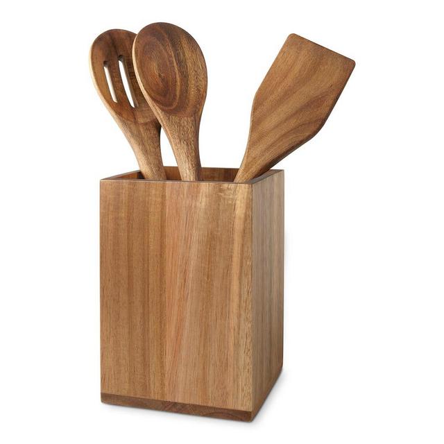 Acacia Wood Utensil Holder