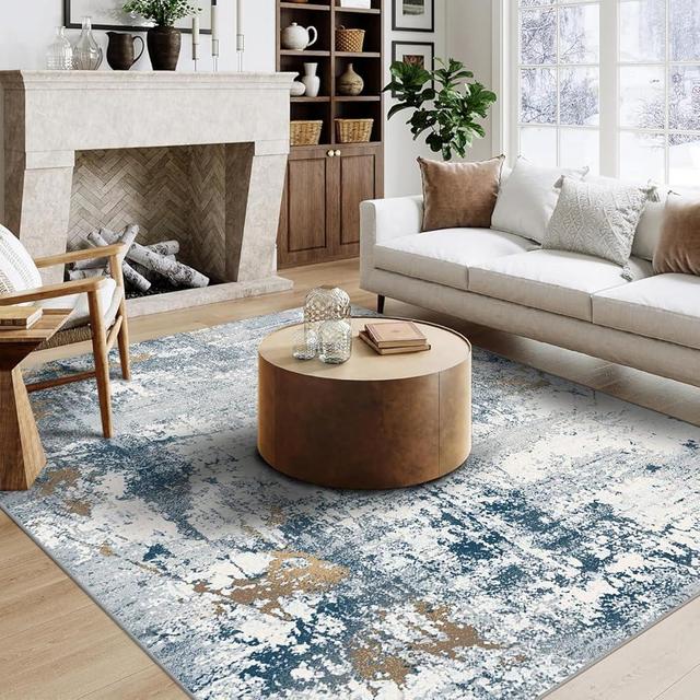 QD-Udreamy 6x9 Area Rugs - Machine Washable Area Rugs 6x9 for Living Room, Soft Washable Rugs 6x9, Non-Slip Washable Area Rug, Stain Resistant Abstract Low Pile Thin washable rug 6x9