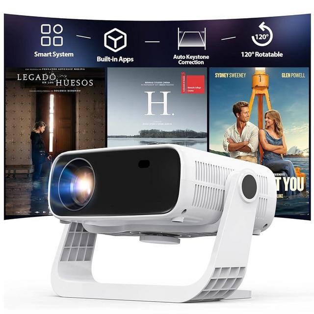 Projector with WiFi and Bluetooth, Wielio 2025 New Smart Projector Auto Keystone 680ANSI Native 1080P 4K Support Video Projector Portable Outdoor Indoor Mini Projector With Built-in App