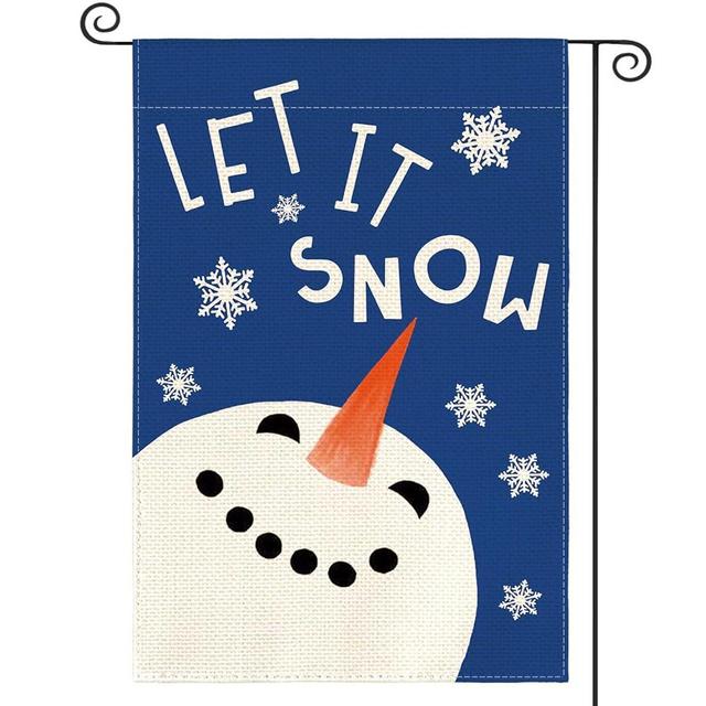 AVOIN colorlife Blue Let It Snow Snowman Snowflake Garden Flag 12 x 18 Inch Double Sided, Christmas Winter Holiday Yard Outdoor Decorative Flag