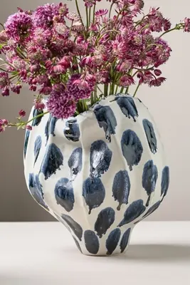 Jaime Young Blue Dot Ceramic Vase