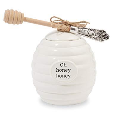 Mud Pie Honey Pot Serving Set, White