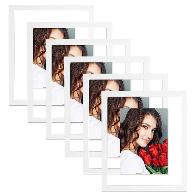 LBECUA 6 Pack 8x10 Floating Picture Frames, Floating Frame for 4x6, 5x7, 6x8 Pictures or Full Display 8x10 Pictures, Desktop or Wall Hanging, White