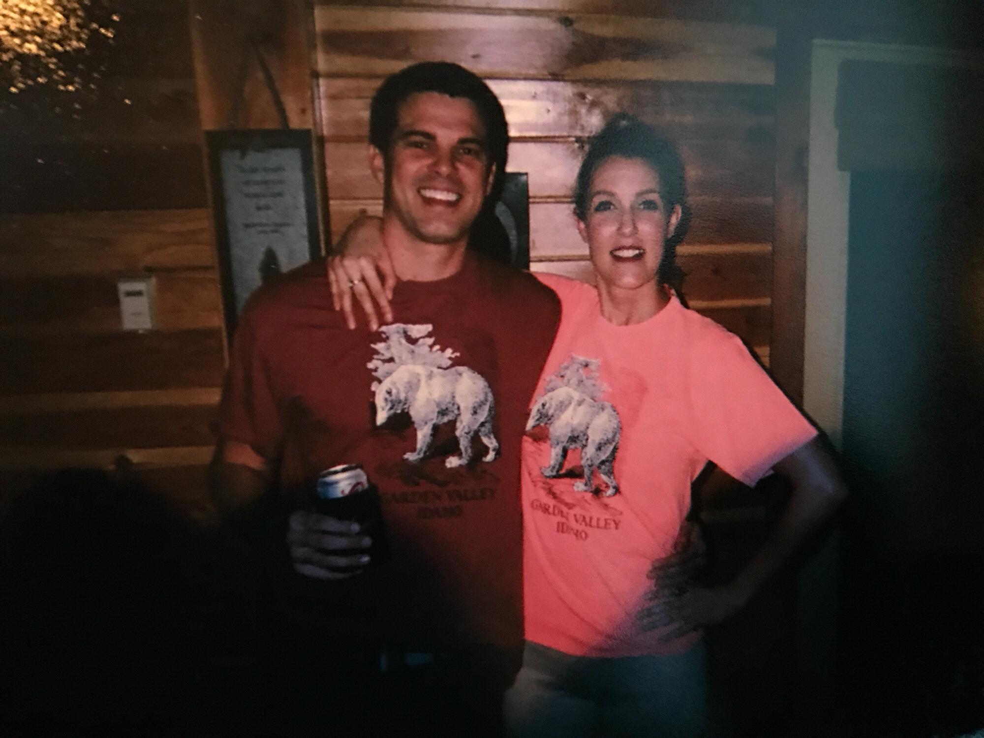 His and her birthday shirts. Friendsgiving at the cabin 2015