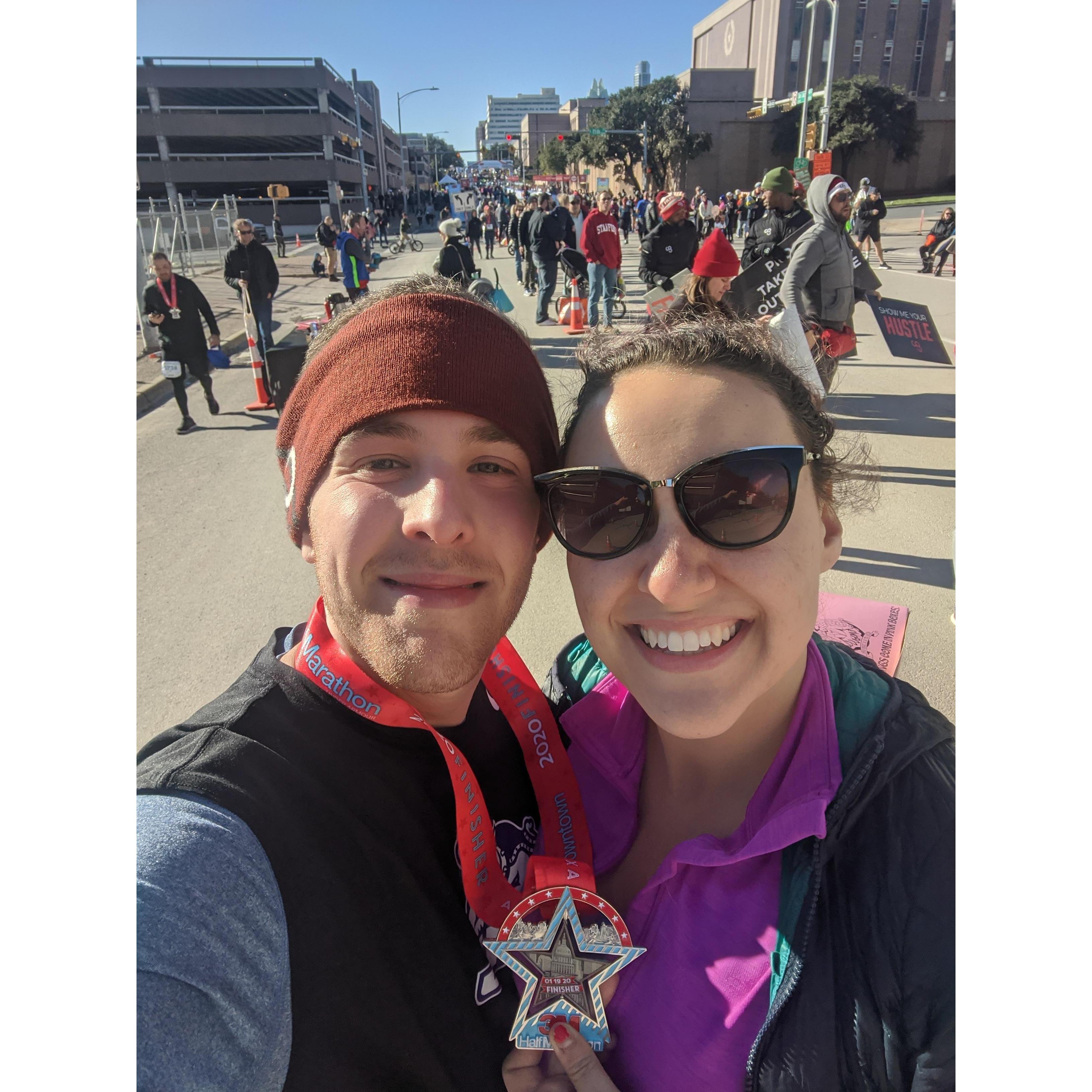 Post half-marathon in Austin, TX.