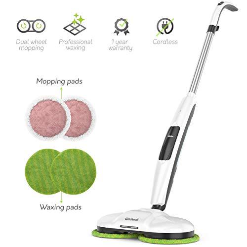 Gladwell Cordless Electric Mop - 3 in 1 Spinner, Scrubber and Waxer Quiet and Powerful Cleaner, Spin Scrubber & Buffer, Polisher for Hard Wood, Tile, Vinyl, Marble And Laminate Floor - 1 Year Warranty