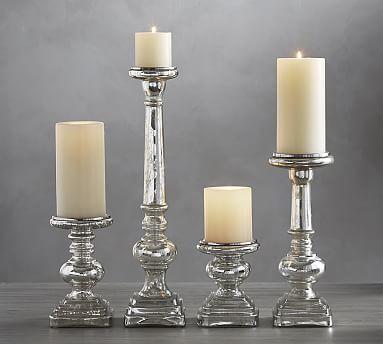 Antique Mercury Glass Pillar Holder (Medium)