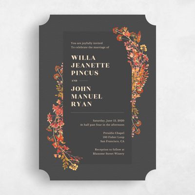 Grey Ticket Wedding Invitation - Gramercy Corner