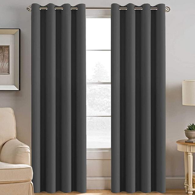 Blackout Curtains for Bedroom Thermal Insulated Curtains Blackout Grey Window Shades, Energy Efficient Noise Reducing Curtains Drapes for Living Room - 52"W by 84"L - Charcoal Gray - One Panel