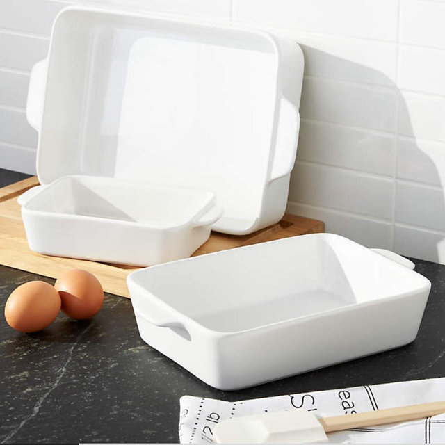 White Potluck Baking Dishes Set of Three