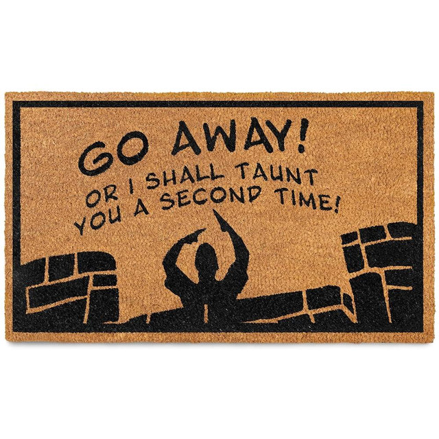 MAINEVENT Go Away or I Shall Taunt You 30x17 Inch, Funny Monty Doormat, Monty Gift, Monty Holy Grail Gift, Go Away Welcome Mat, Nerd Welcome Mat, Geek Decor, Funny Nerd Gift, Geek Door Mat
