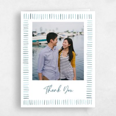 Blue Bordered Wedding Thank You - Lund Photo