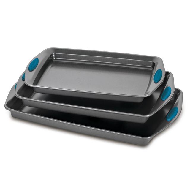 Rachael Ray 3pc Nonstick Cookie Sheet Set with Red Grips