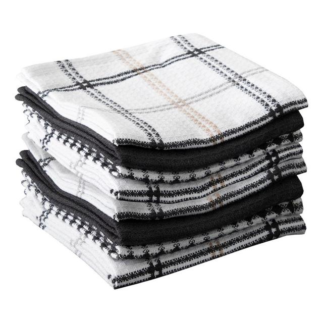 T-fal Coordinating Flat Waffle Weave Dish Cloth, Eight Pack, Neutral