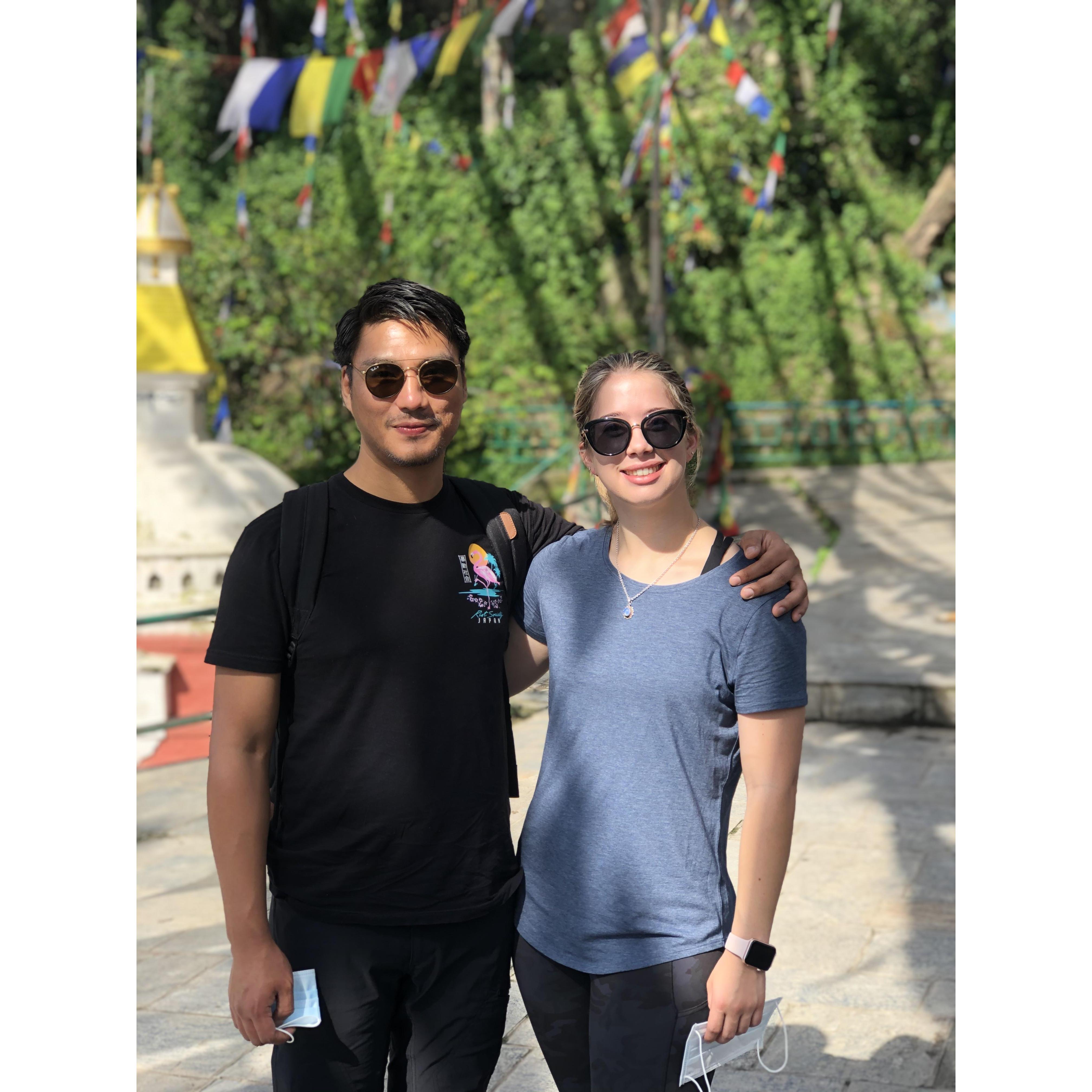 On our second day in Nepal, we took a walk to Swayambu Temple to feed the monkeys and visit Sandeep's cousin's coffee shop.