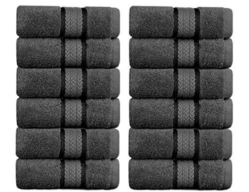 COTTON CRAFT Ultra Soft 6 Pack Hand Towels 16x28 White Weighs 6 Ounces Each  - 100% Pure Ringspun Cotton - Luxurious Rayon Trim - Ideal for Everyday