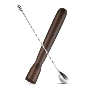 Patelai Wooden Cocktail Drinks Muddler Bar Muddler and 12 Inches Bar Spoon Stainless Steel Shaker Spiral Mixing Spoon for Making Cocktails Mojito Lemonade Drinks Juice