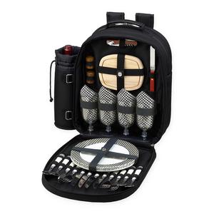 Picnic at Ascot Bold Collection 4-Person Picnic Backpack in Classic Black