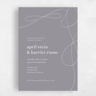 Gray, Grey Wedding Invitation - Powell Portrait