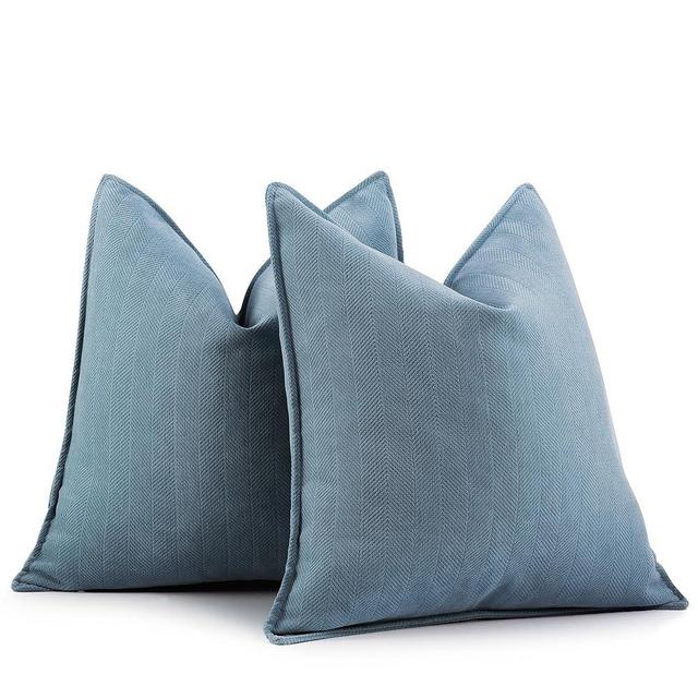 ZWJD Dusty Blue Pillow Covers 22x22 Set of 2 Chenille Pillow Covers with Elegant Design Soft and Luxurious Decorative Throw Pillows for Couch, Bed, and Home Decor