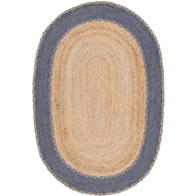 Natural Fiber NFB261 Hand Loomed Indoor Area Rug - Natural/Dark Grey - 4'x6' Oval - Safavieh