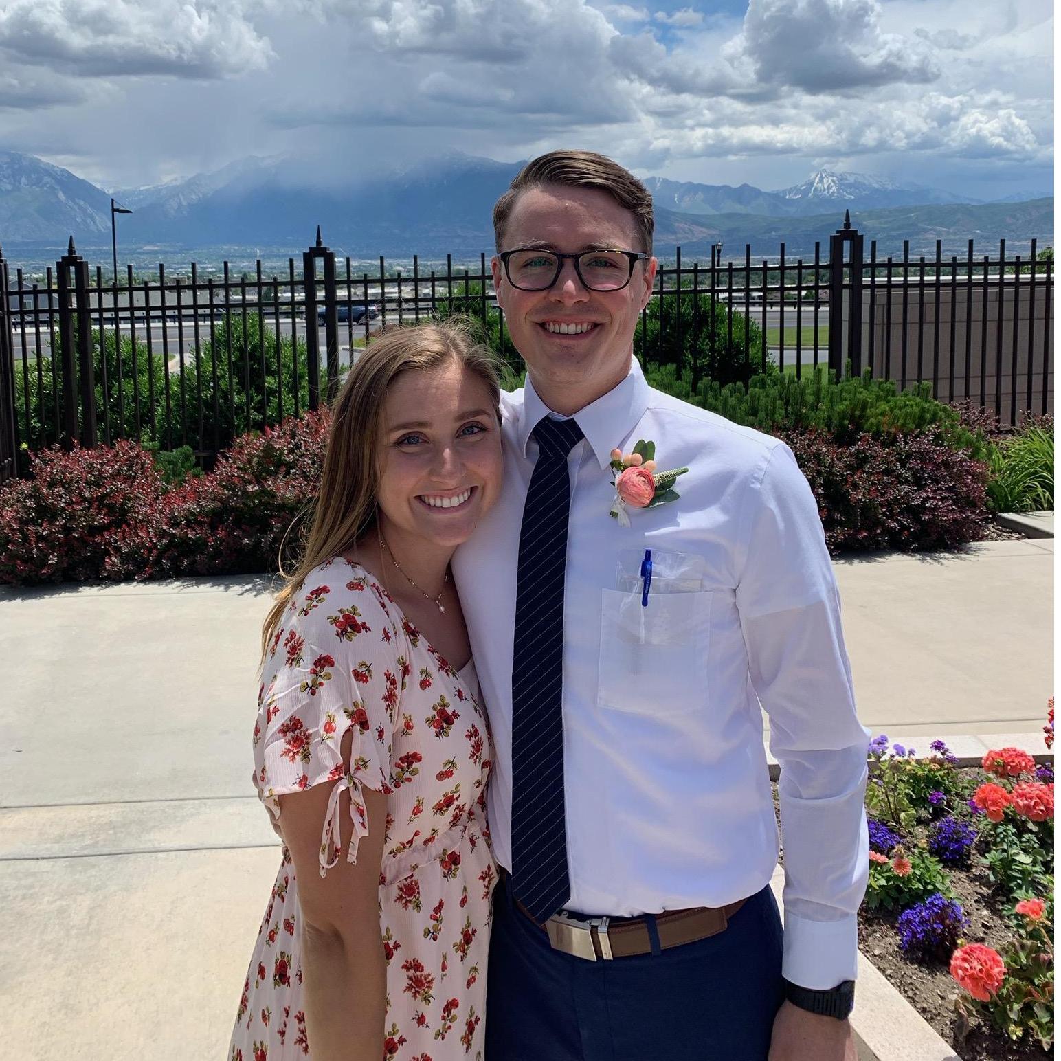 At Jake (Sage's college roomate) and Baylee's wedding