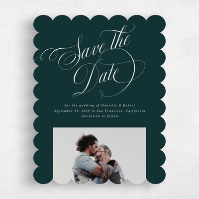 Green Scalloped Wedding Save the Date - Hunter Portrait