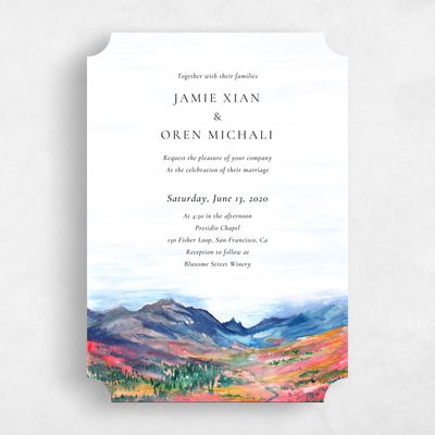 Pink Ticket Wedding Invitation - Deepcreek Portrait