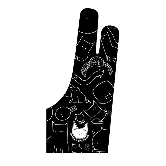 XPPen Digital Drawing Glove Two-Finger Artist Glove for Drawing Tablet Cute Cat Print Drawing Glove Suitable for Right and Left Hand