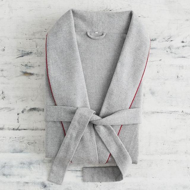 Vincent Men's Robe, L/XL, Gray/Red