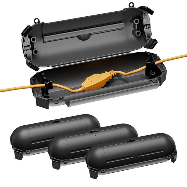 Iwillink 4 Pack Outdoor Extension Cord Safety Cover with Waterproof Seal, Weatherproof Power Cord Cover, Protect Outdoor Outlet, Christmas Holiday Decoration Light - Black