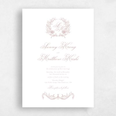 Grayed Mauve, Pink Wedding Invitation - Lezzeno Classic