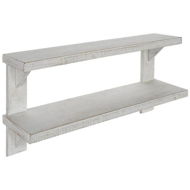 White Double Wood Wall Shelf